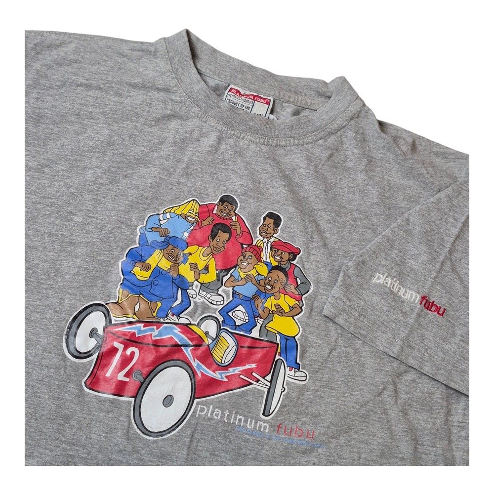 VTG 90s Platinum FUBU Fat Albert Junkyard Gang Racecar‎ Cartoon T-Shirt Youth M